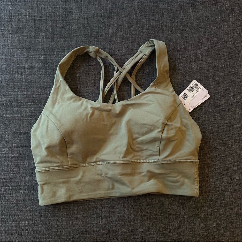 NWT Lululemon Free to Be Serene longline bra, Rosemary Green, sz 8